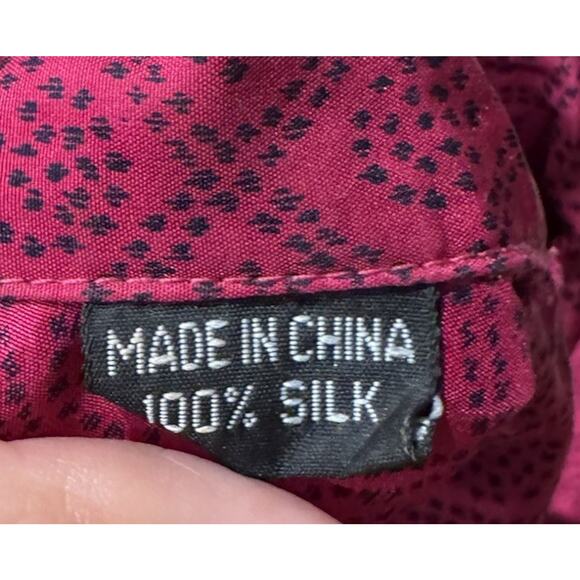 Carole Little Women’s Size 12 Silk Pink Black Print Blouse Button Front READ - Picture 7 of 11